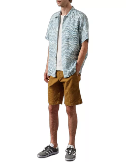 Men's Linen Triangle-Print Short Sleeve Shirt