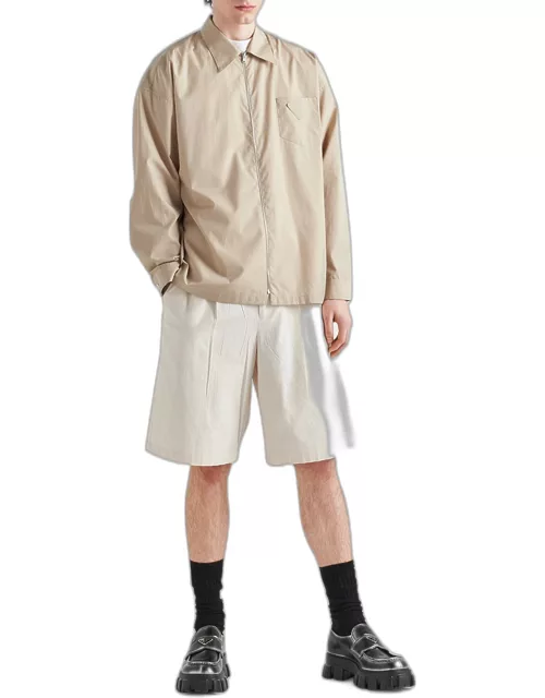 Men's Solid Cotton Full-Zip Shirt