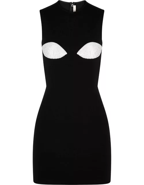 Christopher Kane Embellished Stretch-jersey Mini Dress - Black