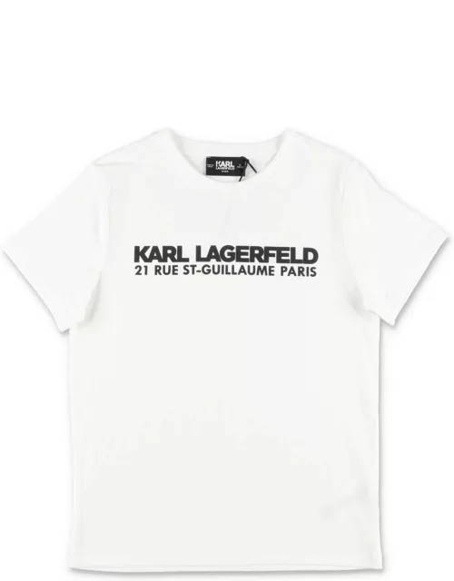 Karl Lagerfeld T-shirt Bianca In Jersey Di Cotone Bambino