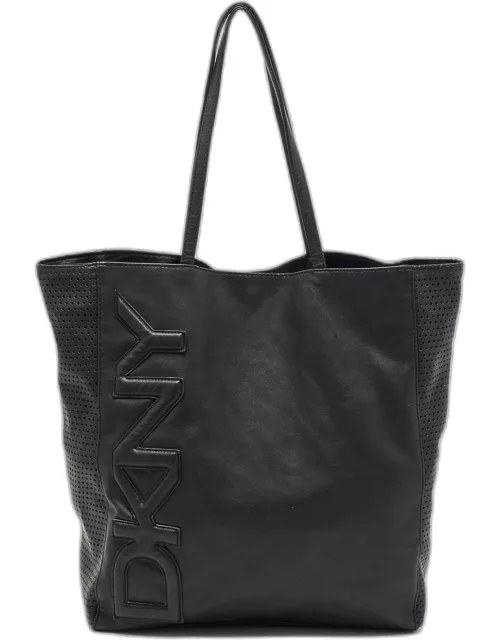 DKNY Black Perforated Leather Shopper Tote