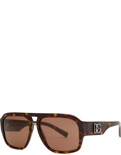 Dolce & Gabbana Tortoiseshell Aviator-style Sunglasses - Brown