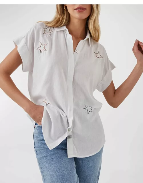 Jamie Eyelet-Embroidered Stars Shirt
