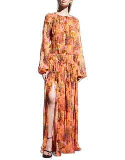 Valentina Floral Printed Chiffon Maxi Dres