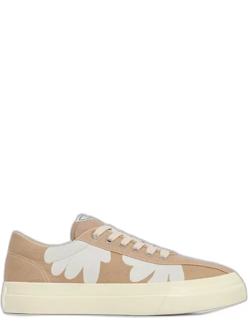 S.W.C Stepney Workers Club Dellow Shroom Hands Beige canvas low sneaker with flowers print - Dellow shroom hand