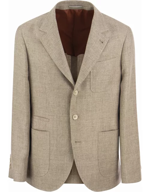 Brunello Cucinelli Deconstructed Jacket In Linen, Wool And Silk