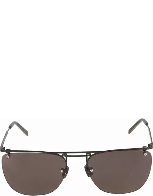 Saint Laurent Eyewear Straight Top Bar Oval Lens Sunglasse