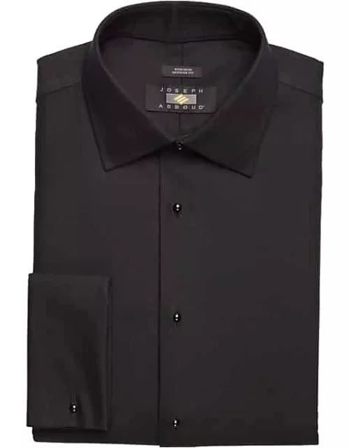 Joseph Abboud Men's Modern Fit French Cuff Tuxedo Formal Shirt Black Solid