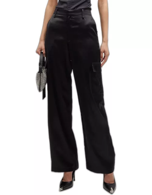 Baggy Low-Rise Silk Cargo Pant