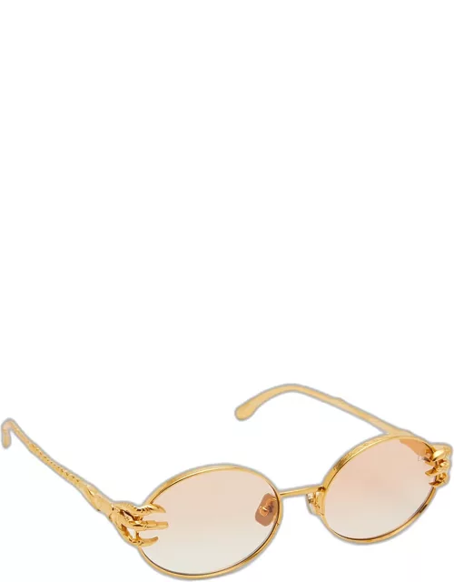 Claw Adventure Gold-Plated Titanium Oval Sunglasse