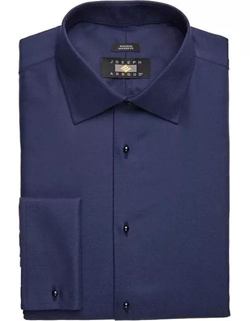Joseph Abboud Men's Modern Fit French Cuff Tuxedo Formal Shirt Navy Solid