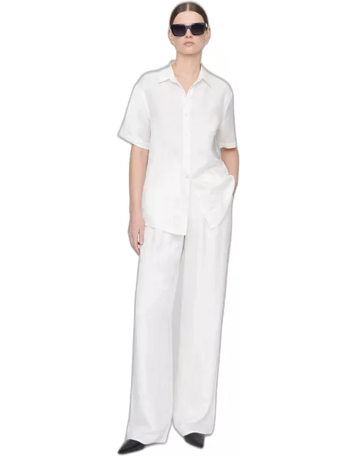 ANINE BING Carrie Pant in White Linen Blend