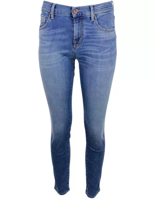 Jacob Cohen Light Jeans In 5-pocket Stretch Denim With Slim Fit At The Ankle With Zip Closure And Tear