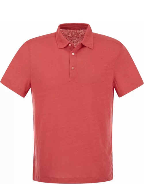 Majestic Filatures Linen Polo Shirt With Button
