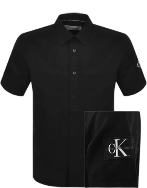Calvin Klein Jeans Linen Short Sleeve Shirt Black