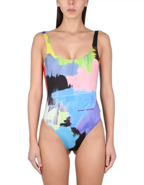 off-white swimsuit with print