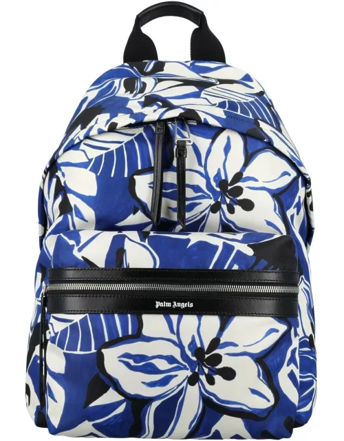 Palm Angels Hibiscus Printed Zipped Backpack