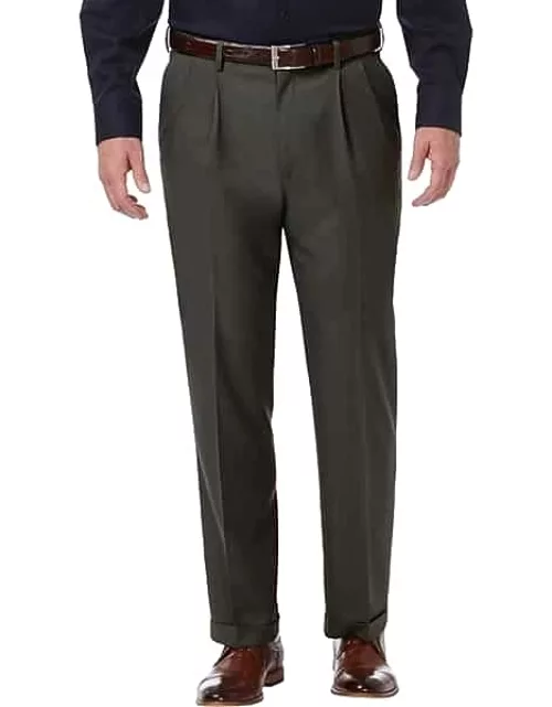 Haggar Men's Premium Comfort Classic Fit Pleat-Front Pants Charcoal Gray