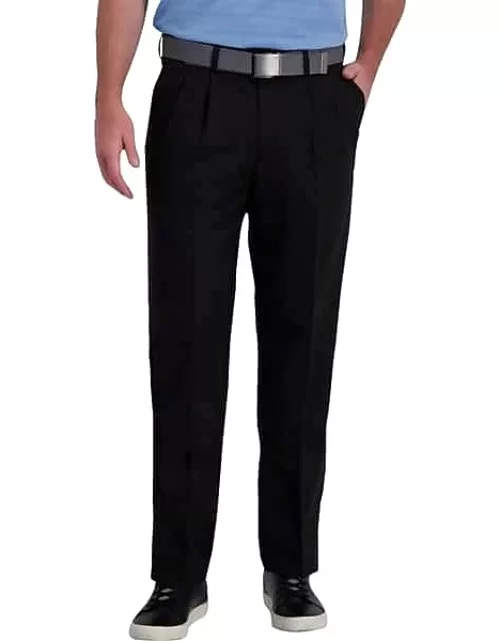 Haggar Men's Cool Right® Performance Flex Classic Pleat Front Pant Black Solid