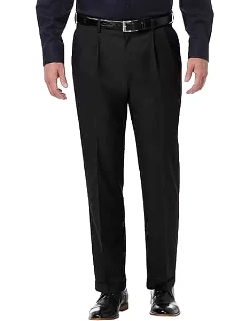 Haggar Men's Premium Comfort Classic Fit Pleat-Front Pants Black