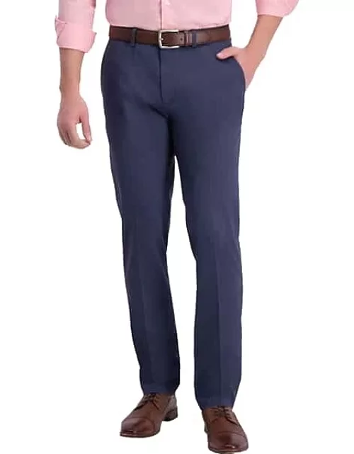 Haggar Men's Iron-Free Premium Khaki™ Slim/Straight Fit Flat Front Pants Indigo