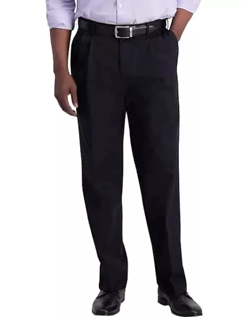 Haggar Men's Iron-Free Premium Khaki™ Classic Fit Pleat Front Pants Black Casua