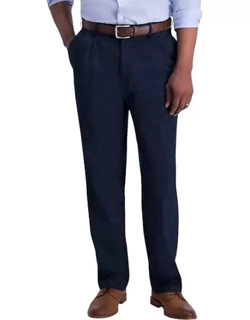 Haggar Men's Iron-Free Premium Khaki™ Classic Fit Pleat Front Pants Dark Navy