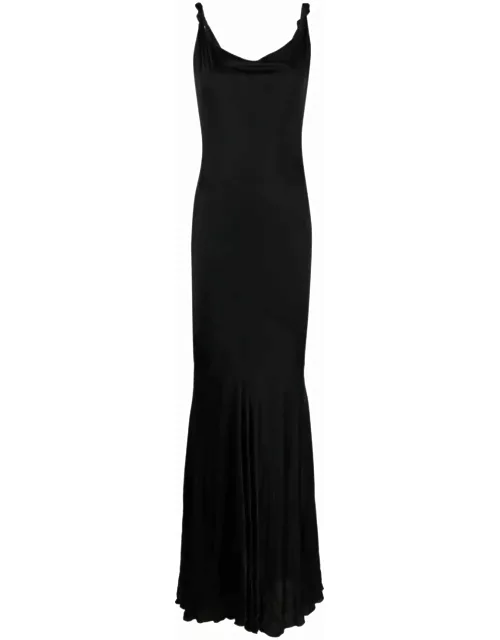 Black long dress with knot on the strap