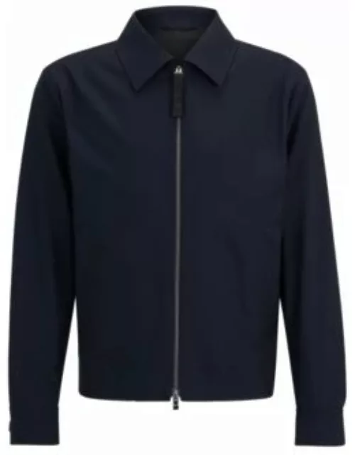 Slim-fit jacket in performance-stretch wool- Dark Blue Men's Sport Coat