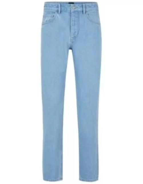 Tapered-fit jeans in blue pure-cotton denim- Light Blue Men's Jean