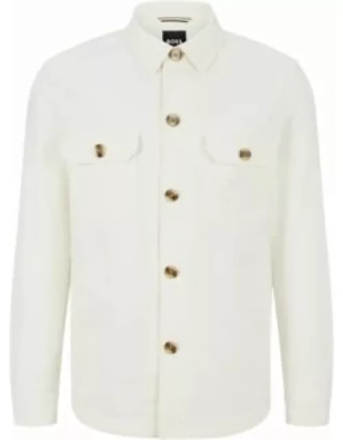 Relaxed-fit shirt-style jacket in pure cotton- White Men's Sport Coat