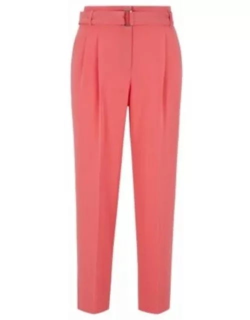Regular-fit cropped trousers in crease-resistant crepe- Pink Women's Formal Pant