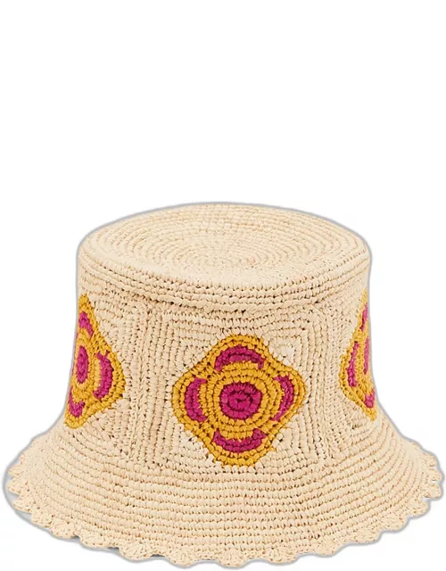 Bob Floral Raffia Bucket Hat