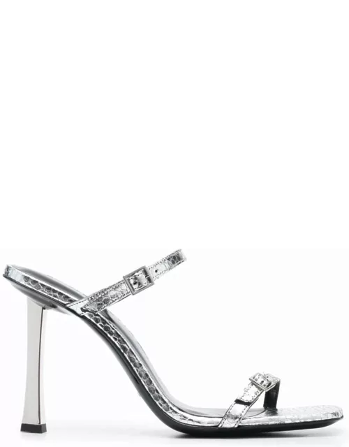 BY FAR Silver Flagstone Flick Sandals In Metallic Leather Woman