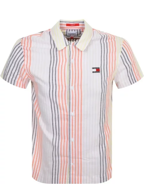 Tommy Jeans Short Sleeved Stripe Shirt White
