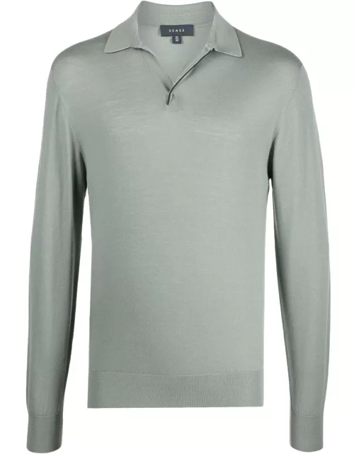 Sease fine-knit long-sleeved polo shirt