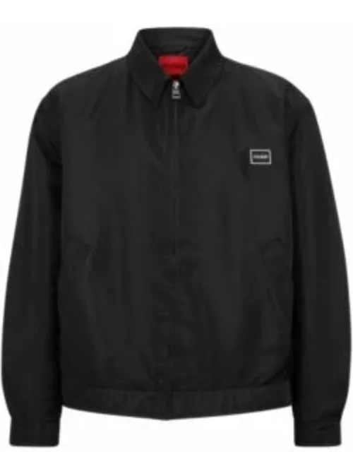 Slim-fit zipped jacket in water-repellent fabric- Black Men's Casual Jacket