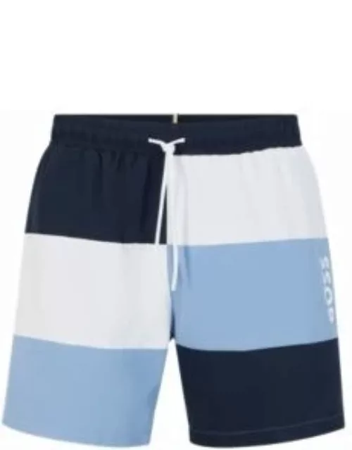 Colour-blocked swim shorts in quick-drying material- Dark Blue Men's Swim Short