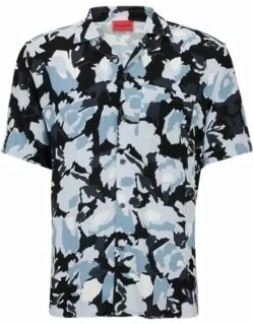 Relaxed-fit shirt in floral-print poplin- Light Blue Men's Shirt