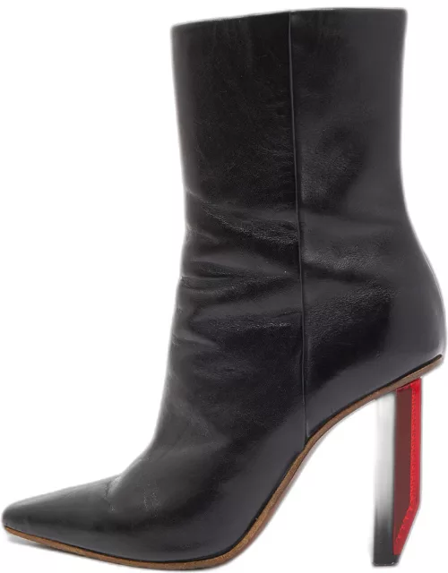 Vetements Black Leather Reflector Ankle Boot