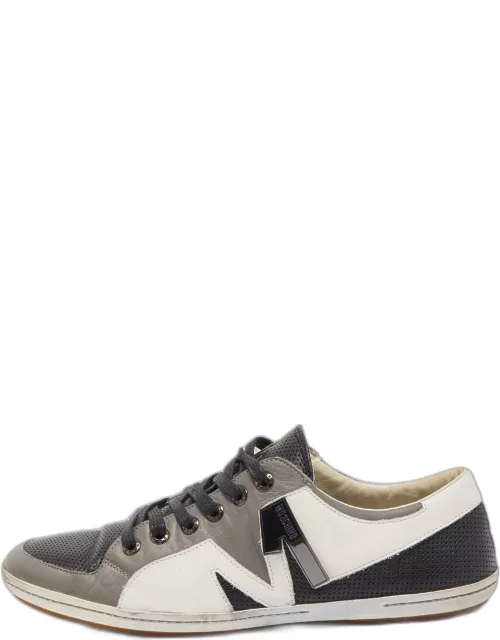 Moschino Tricolor Perforated Leather Low Top Sneaker