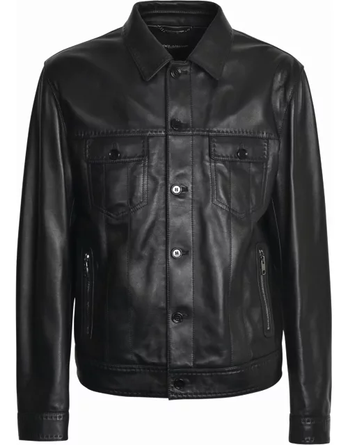 Dolce & Gabbana Cargo Buttoned Leather Jacket