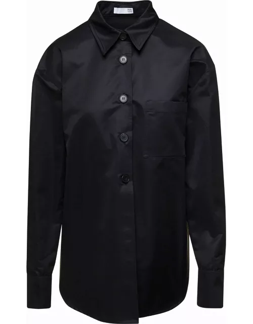 Douuod Black Long-sleeve Shirt With Tonal Buttons In Cotton Blend Woman