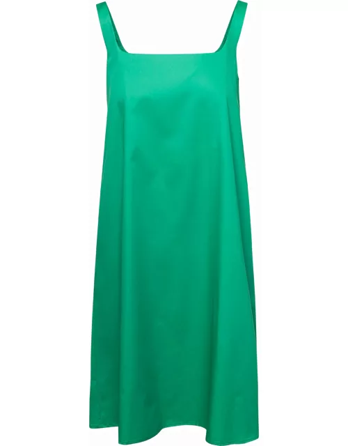 Douuod Mini Emerald Green Dress With Square Neckline In Cotton Woman