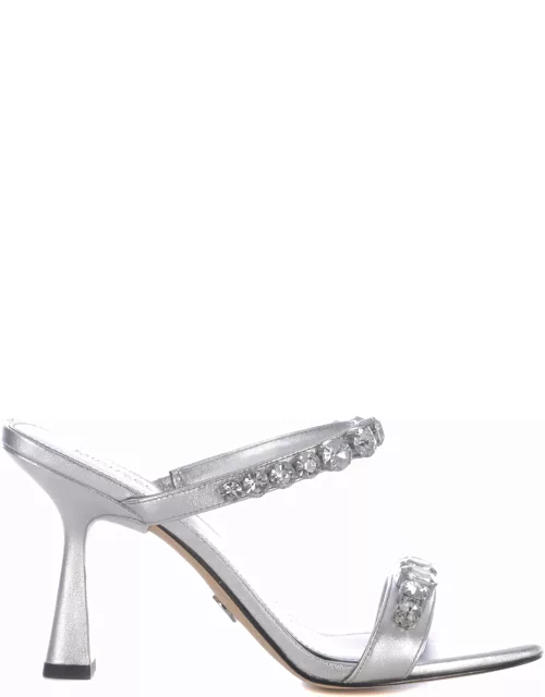 Michael Kors Clara Sandals In Silver Leather