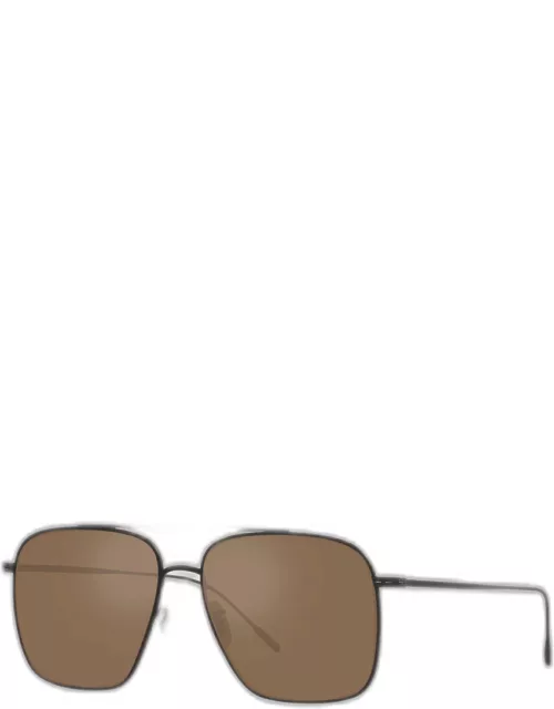 Brown Titanium & Crystal Aviator Sunglasse