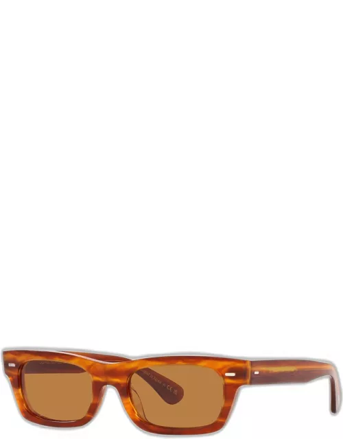 Amber Acetate & Crystal Rectangle Sunglasse