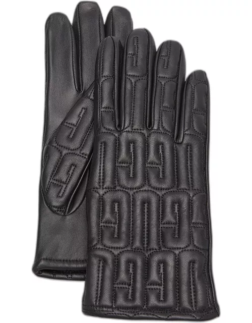 Quilted Logo Leather & Cashmere Glove