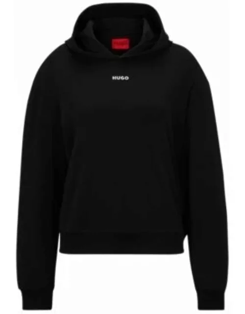 Stretch-jersey hoodie with logo print- Black Women's Sweatshirt