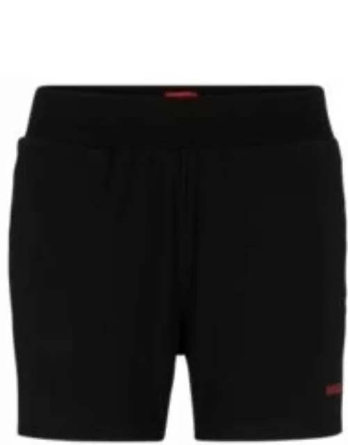 Relaxed-fit shorts with silicone-print logo- Black Women's HUGO Your Way